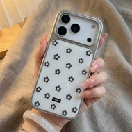 HP Case iphone 17 Small Black Water Flower MotifPro Max Simple Vintage Casing 16 Silver Girls Coquet