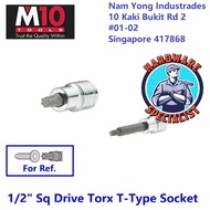 M10 1/2" Square Drive T Type Torx Socket / Star Socket