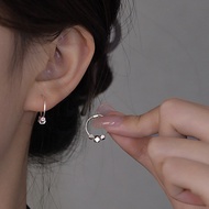 999 Sterling Silver Broken Silver Earrings Female Light Luxury High-End Niche Plain Circle Spring Ea