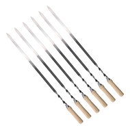 (DGHV) 6Pcs 55cm BBQ Skewers Long Handle Shish Kebab Barbecue Grill Stick Wood BBQ Fork Stainless St