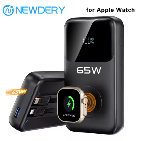 NEWDERY 65W Portable Charger 20000mAh Power Bank for Apple Watch/iPhone/Samsung S25 S24 Google iPad 