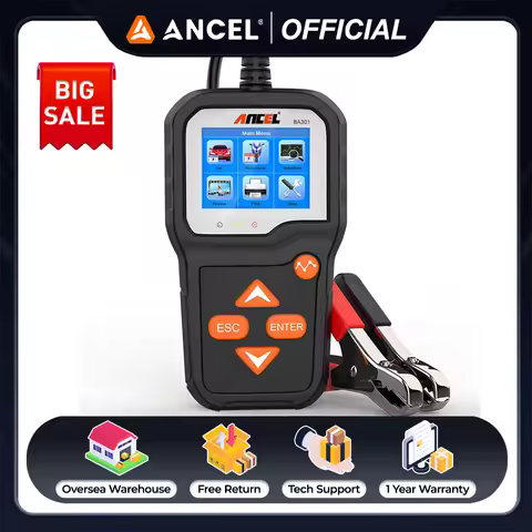 Ancel BA301 Battery Tester 100 to 2000CCA Car Quick Cranking Charging Circut Tester 6V-12V Motorcycl