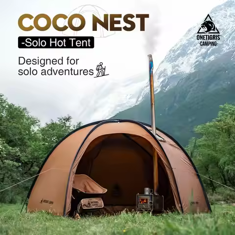 OneTigris Coco Nest Solo Dome Tent with Stove Jack 3000mm Waterproof Camping Hot Tent with Mesh Inne