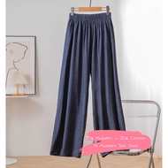 Seventy Percent Mulberry Silk Thirty Percent Cotton Denim Print Luxury Pants