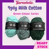 4ply Green Series Benang Kait Milk Cotton Yarn / 4ply Milk Cotton Knitting Yarn 50g Yarn /yarn