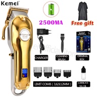 Kemei KM-1986 2500MA มืออาชีพไฟฟ้าทั้งหมดโลหะ clipper ผมจอแอลซีดีดิจิตอลไร้สาย clipper ผมผู้ชายซิลเว