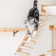 kdgoeuc Wall-mounted Wooden Climbing House Wall Shelf Tree Scratching Cat Post Ladder Furniture Toys Pet Perch Kitten Frame CatScratchers Pads &amp; Posts