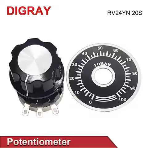 DIGRAY Current Adjustment Potentiometer Knob RV24YN 20S B502 168C Laser Cutting Engraving Machine Ac