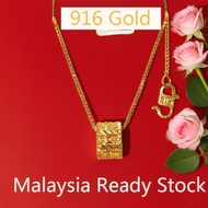 Gold 916 Original Lelong Necklace+Pendant Men Women Korean Style Set 375 Original Gold Rantai Gold W