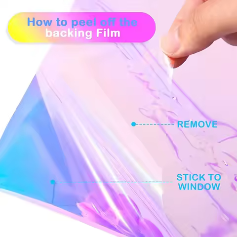 Holographic Clear Window Film Iridescent Window Dichroic Film Decorative Glass Sticker Self-Adhesive