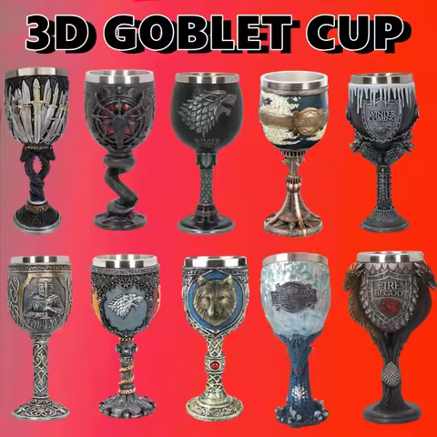 3D Goblet Cup Mini Beer Mug Coffee Mugs Wine Glass Resin Stainless Steel Iron Tankard Sword Dragon W