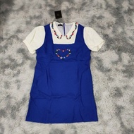 Hand 1 Tag Size 4xl sister Dear Label Blue Dress With Flower Embroidery