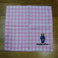 Ralph Lauren粉紅格子小熊  全棉小手帕小方巾