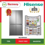 ☊HISENSE RQ758N4ASV 720L 4 Door Inverter Fridge Refrigerator Peti Sejuk 冰箱 SILVER