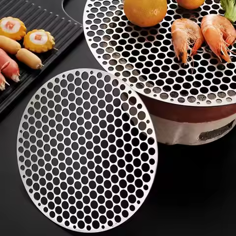 Simple Stainless Steel Barbecue Net Round Food Grade BBQ Mesh Grate Non-Stick 18-30cm BBQ Charcoal F