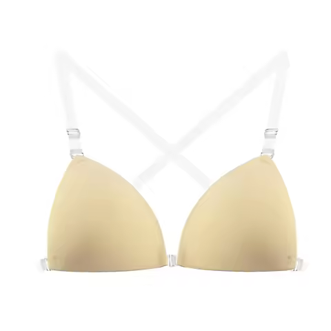 Women Invisible Underwear Backless Nubra Breast Patch Triangle Cup Bikini Bra Silicone Lingerie Seam