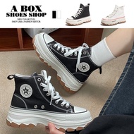 Checked Shop * [KM601] 5.5cm Inner Star Pattern Laced-Up Wear-Off Thick-Soled High-Top Canvas Shoes 