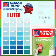 🔥 FOC FREE GIFT 🔥1L NIPPON  EASY WASH INTERIOR MATT WASHABLE PAINT /CAT DINDING DALAM TAK KILAT ( NPSG BLUES )