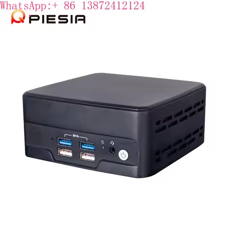 Piesia AI Ultra 7 265H Desktop Mini PC 2 Ethernet Port 4USB 2*DDR5 16GB+256GB 2*HD-MI/Type-C 4K Disp