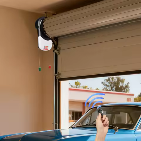 110V Rolling Door Opener with 2 Remotes - 800N High Pull Force, 3 Control Modes, 55dB, Auto Close fo