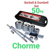 Dumbell Barbel Chrome Set 50Kg | Dumbel Set 50Kg