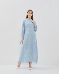 (KHUSUS BAZAR) VALINO LADIES Gamis Biru Motif Wanita - D-ECEK02-U5