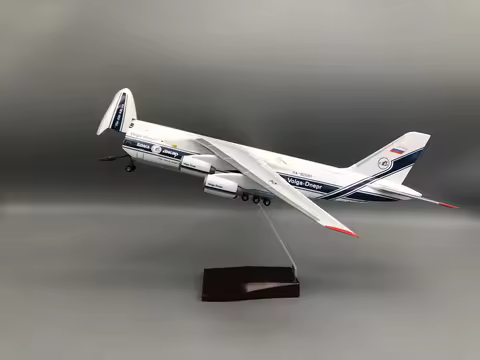 42CM Antonov An-124 Airplane Model Ruslan Volga-Dnepr Airlines resin Diecast Scale Aircraft Nose Ope