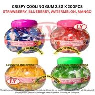 CRISPY COOLING GUM 2.8G X 200PCS STRAWBERRY, BLUEBERRY, WATERMELON, MANGO