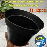 Terbaru Pot bunga plastik ukuran 25 isi 1lusin (12pcs) pot bunga murah