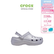 CROCS รองเท้าลำลองผู้หญิง CLASSIC PLATFORM GLITTER CLOG รุ่น 207241-5PS - MAUVE MIST