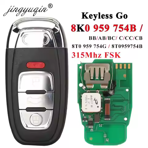 jingyuqin 4 Button Smart Remote Key Keyless Go 315MHz for Audi Q5 A4L A5 A6 A7 A8 RS4 RS5 S4 S5 8T09