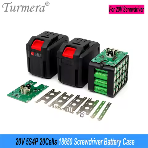 Turmera 20V 21V Screwdriver Battery Case 5S2P 10X 5S4P 20X 18650 Cell Holder 5S 30A BMS Weld Nickel 