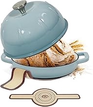 Davivy Enameled Cast Iron Bread Pan, 5 QT Cast Iron Dutch Oven, Round Sourdough Dutch Oven with Slic