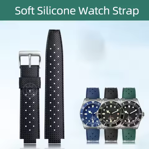 22mm 20mm Soft Silicone Watch Strap for Tudor Pelagos m25500 25600 Waterproof Rubber Watch Band Men'