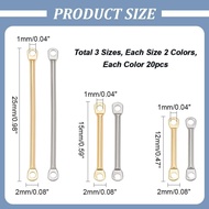 PH PandaHall 120pcs Earring Links Connectors 3 Sizes Golden Bar Link 304 Stainless Steel Connectors 
