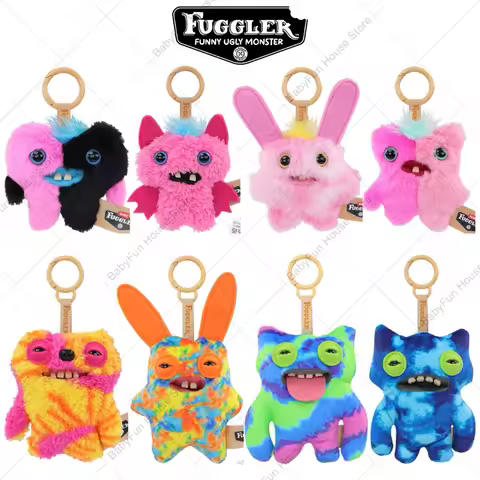 Original Fuggler Funny Ugly Teeth Monsters Plush Toys Keychains Fugglers Wide-Eyed Monster Rabid Rab