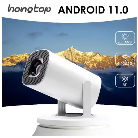 HONGTOP Android 11 Projector 720P Smart Mini Portable Projector with WiFi6 Bluetooth Home Theater Ou