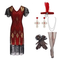 Large Size Retro 1920s Sequined Beaded Fringe Dress