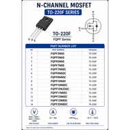 Mosfet FQPF N-Channel TO-220F Series-3N60/3N80/5N60/7N60C/7N90C/8N60C/8N80C/10N20C/10N60/10N80C/11N8