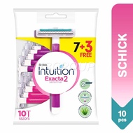 Schick Intuition Exacta 2 Sensitive Twin Blade Disposable Razor For Women, 10 Pieces (7+3)
