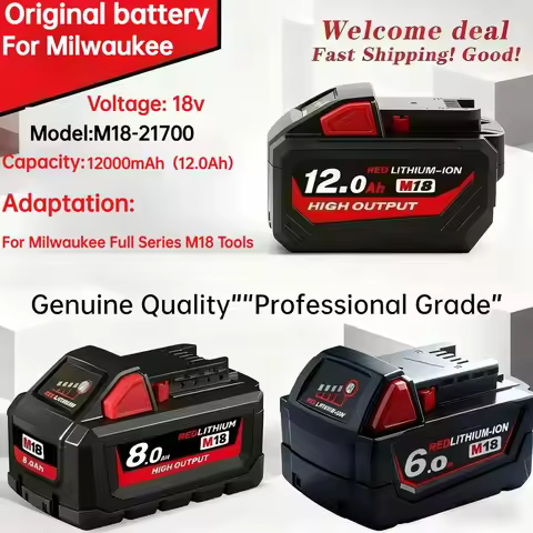 Fit Original Milwaukee Battery 18V 8AH M18HB8，21700 high-function battery,5AH 6AH 12AH，M12-18FC Char
