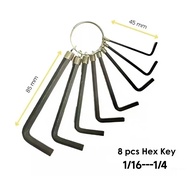 8/10pcs Hex Key Ring Hex Allen Key A Key Set Ellen Key L Key Multiple Size Repair Tool Kit Black