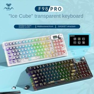 Aula F98pro three-mode transparent RGB mechanical keyboard customized screen display Gasket structur