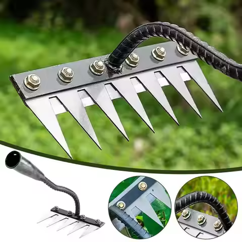 5/6/7/8 Teeth Carbon Steel Garden Hand Rake Farm Tool Weeding Scarifier Agricultural Nail Harrow Met