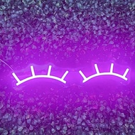1pc Pink LED Eyelash Size: 5*25cm/1.97*9.84in, Neon Eyelash Room Sign With Dimmer - Fashionable Bedr