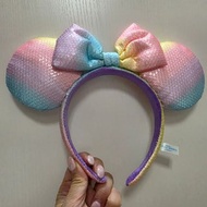Disney 東京 迪士尼樂園 minnie mouse 老鼠彩虹色閃片蝴蝶結 耳仔髮箍 sf到付，大埔面交/逢星期六下午油麻地中華書局交收 #T