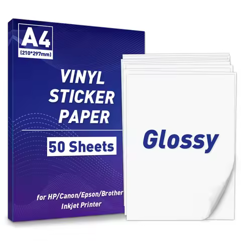 A4 Paper Sheets Adhesive Printable Label Sticker Paper Glossy for Inkjet Printer White Vinyl Label C