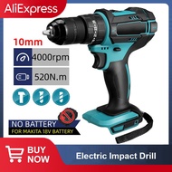 3 IN 1 Electric Impact Drill 520N.M Torque 10mm Chuck Flat Drill Hammer Electric Screwdriver for Makita 18V Battery