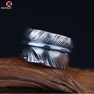 Dazhuo Handmade Sterling Silver Goros Hipster Feather Ring