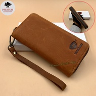 Rush Rider Clutch Long Zip Leather Wallet Genuine Cow Leather Purse Man